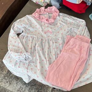 Avery Monograms pant Set with Pink Hearts